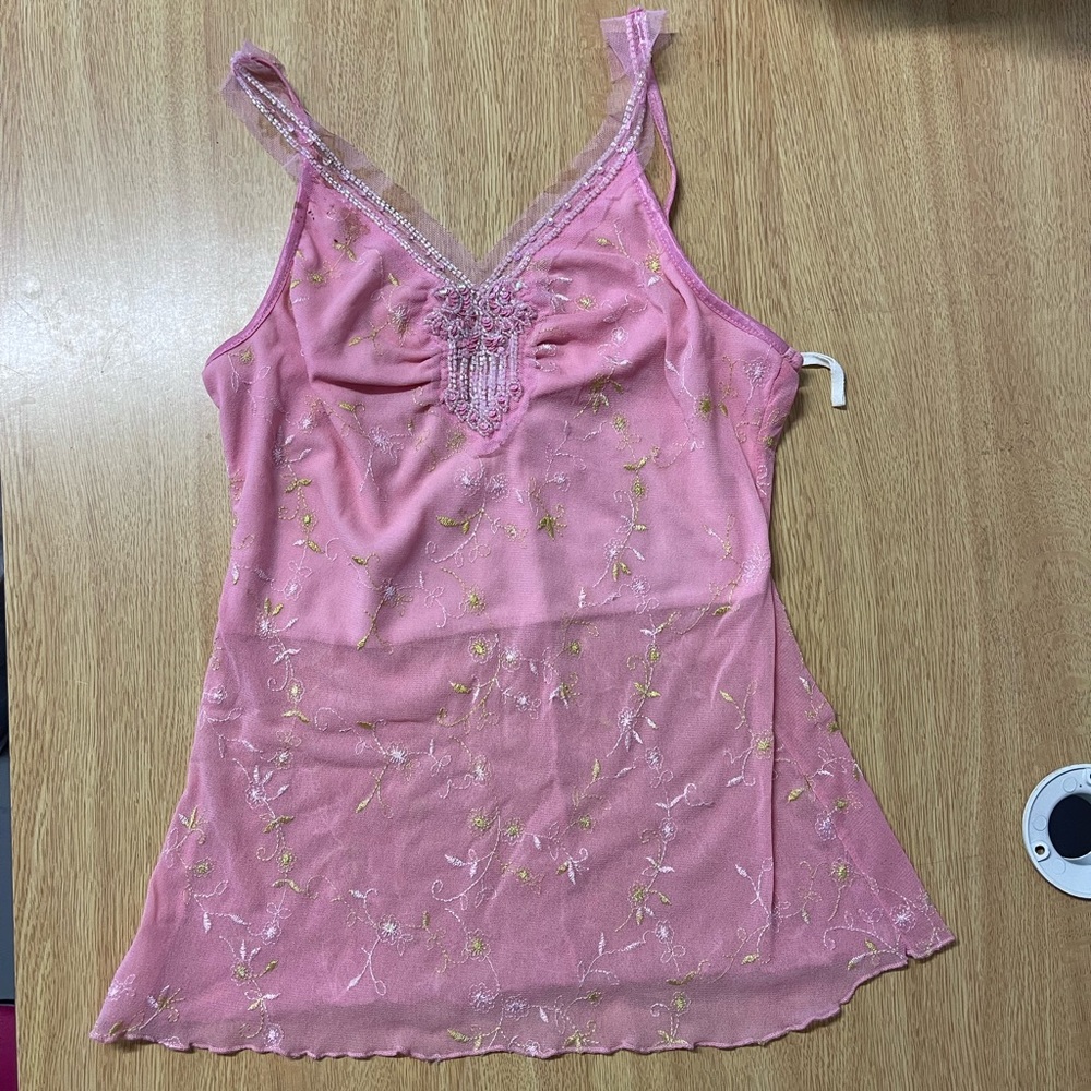 Pink flower tank top